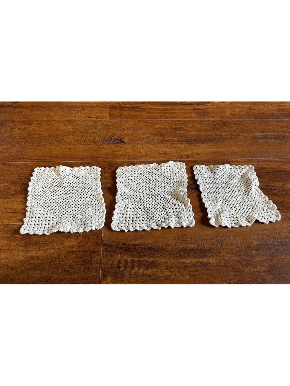 Set of 3 Handmade Crochet Cotton Coasters